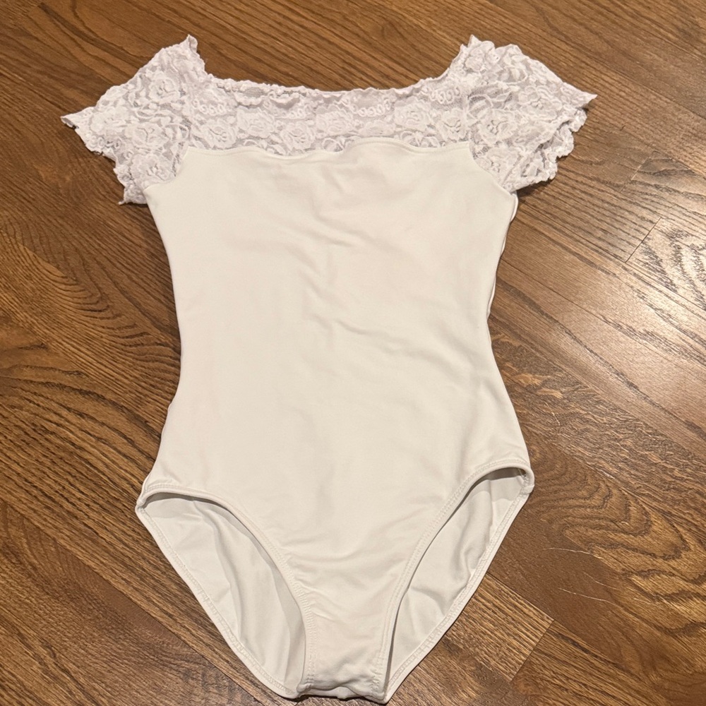 SoDanca Elegant White Lace Leotard